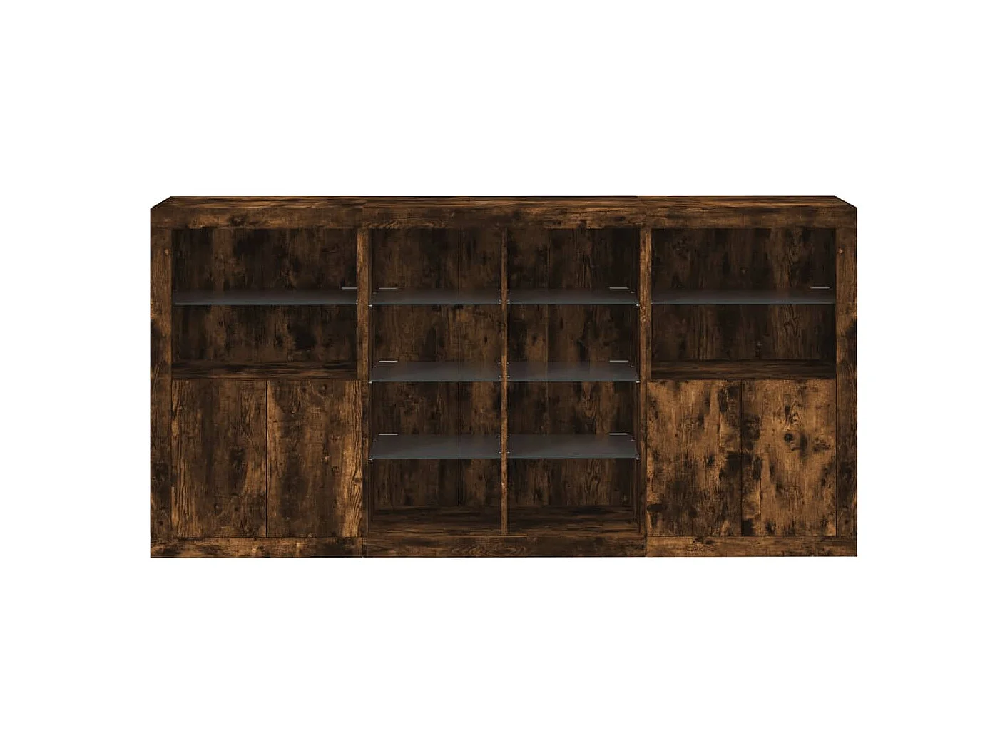 Sideboard mit LED-Leuchten Anrichte Räuchereiche 202x37x100 cm -RM69578