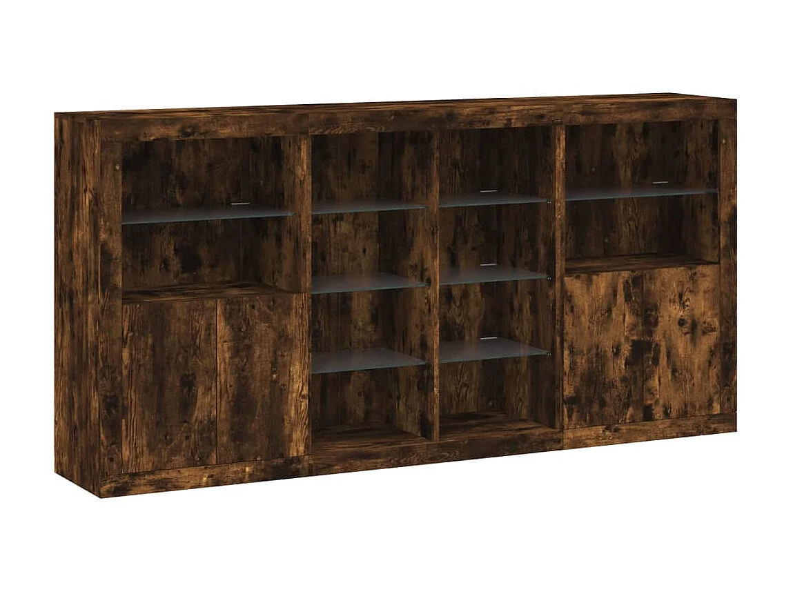 Sideboard mit LED-Leuchten Anrichte Räuchereiche 202x37x100 cm -RM69578