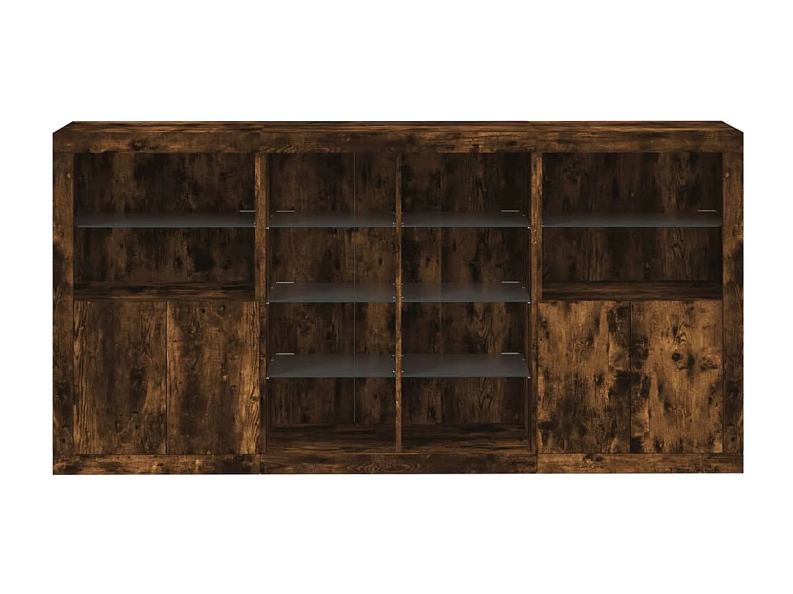 Sideboard mit LED-Leuchten Anrichte Räuchereiche 202x37x100 cm -RM69578