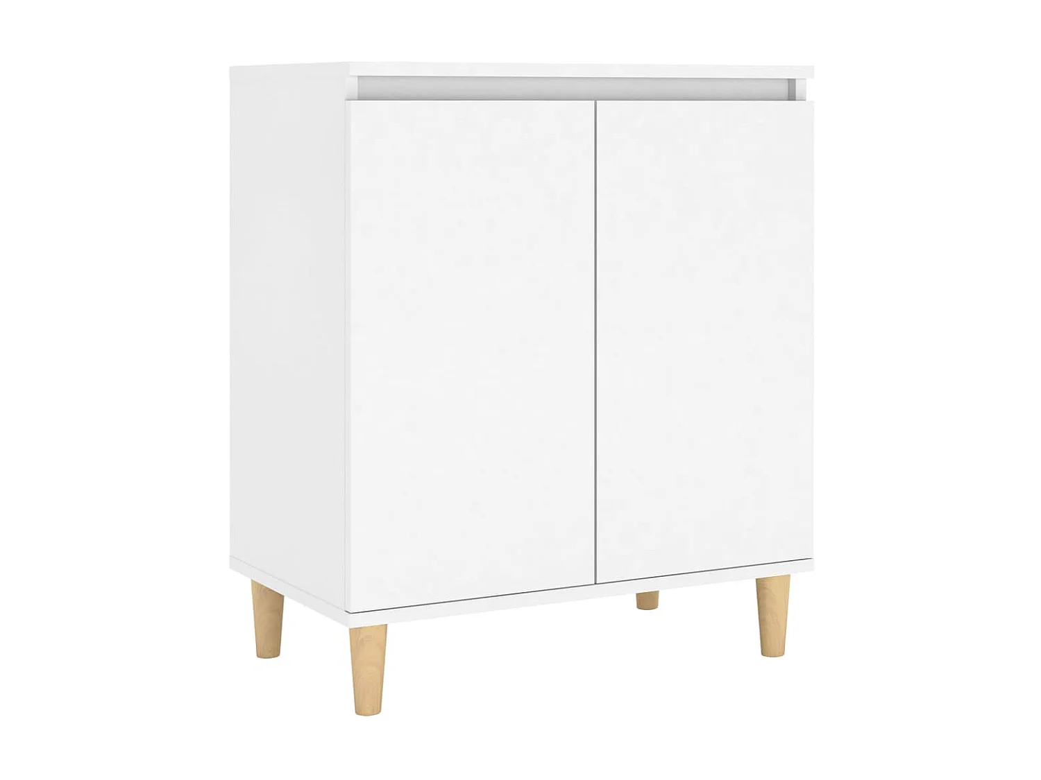 Sideboard Anrichte mit Massivholz-Beinen + Türen Weiß 60x35x70 cm Holzwerkstoff -RM62703