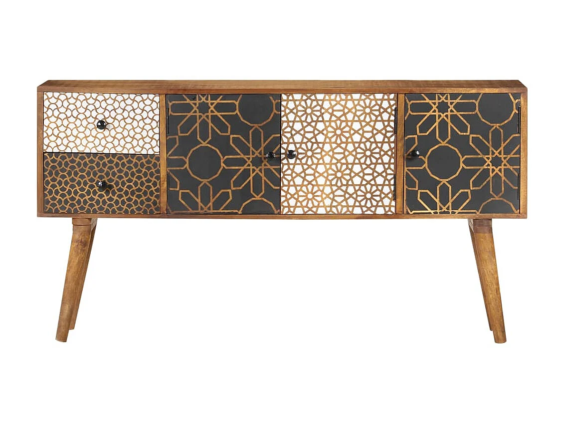 Sideboard Anrichte mit Druckmuster 130×30×70 cm Massivholz Mango -RM80764
