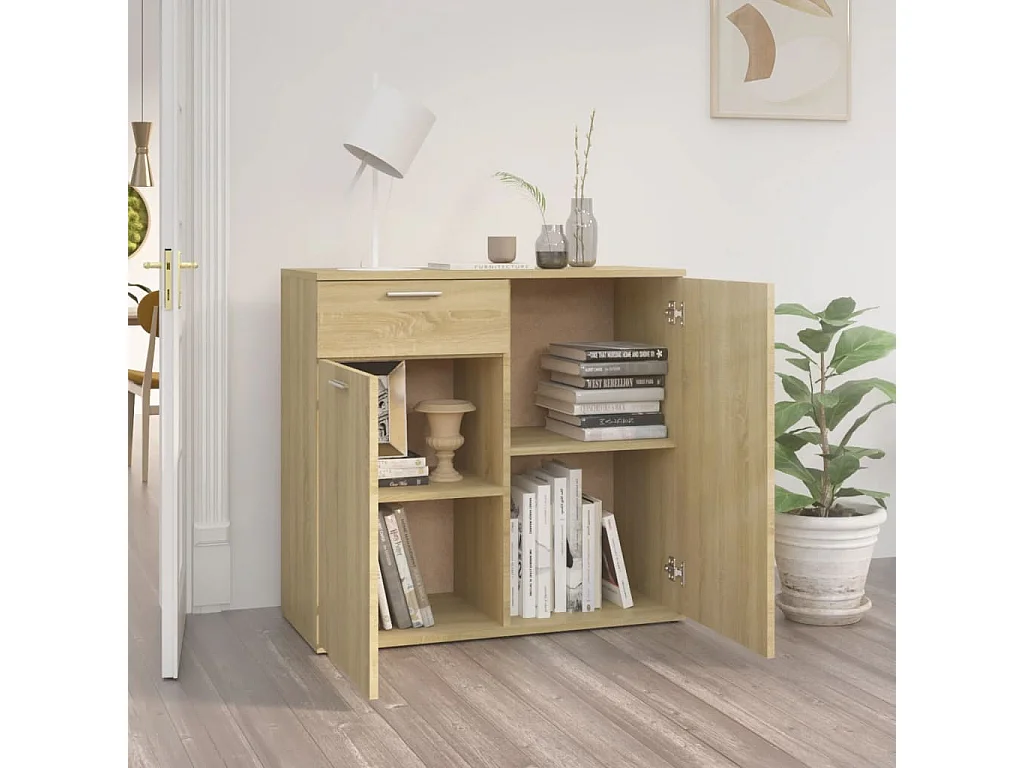 Sideboard Anrichte Sonoma-Eiche 80x36x75 cm Holzwerkstoff -RM99955