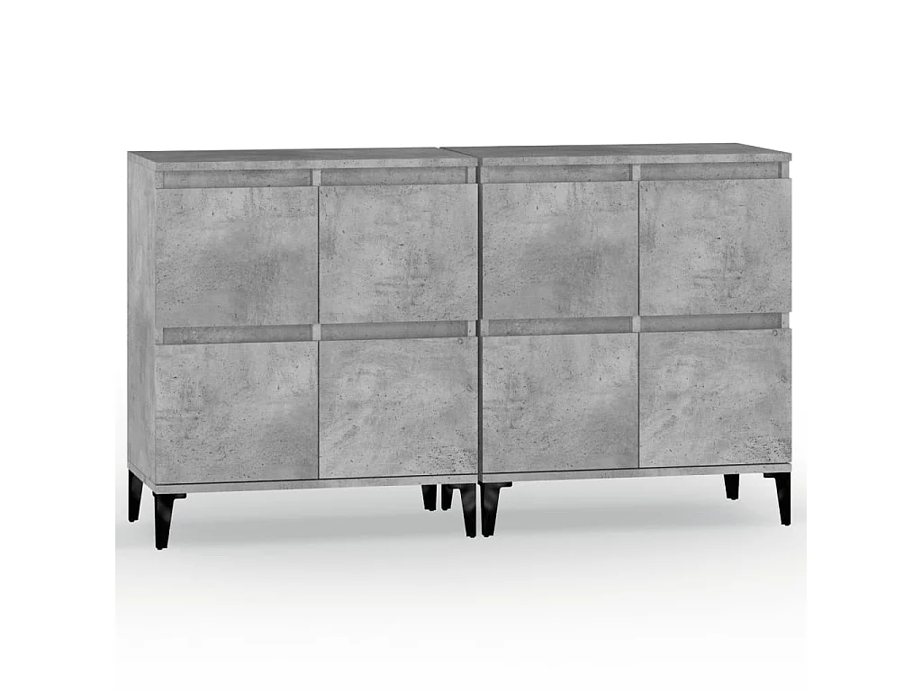 Sideboards im 2er-Set Lowboards Betongrau 60x35x70 cm Holzwerkstoff -RM83983