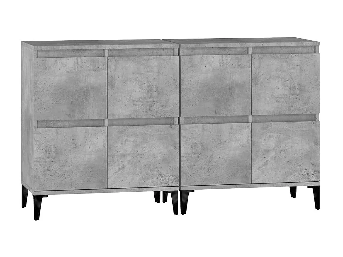Sideboards im 2er-Set Lowboards Betongrau 60x35x70 cm Holzwerkstoff -RM83983