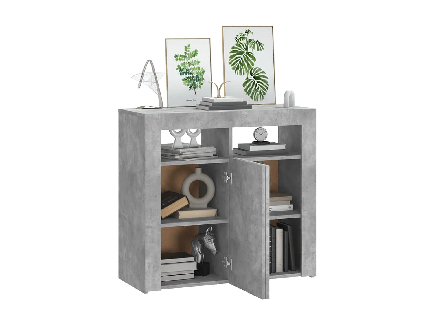 Sideboard mit LED-Leuchten - Anrichte Betongrau 80x35x75 cm -RM95311