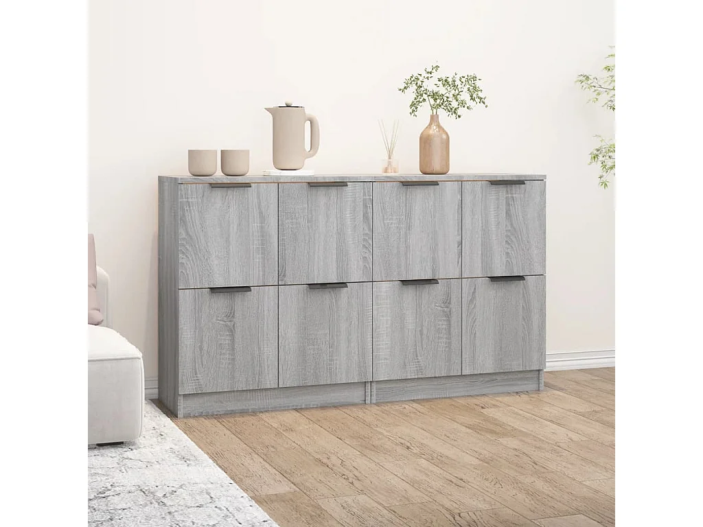 Sideboards Grau im 2er-Set Anrichten Sonoma 60x30x70 cm Holzwerkstoff -RM27637