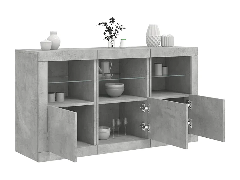Sideboard mit LED-Leuchten - Anrichte Betongrau 123x37x67 cm -RM50638