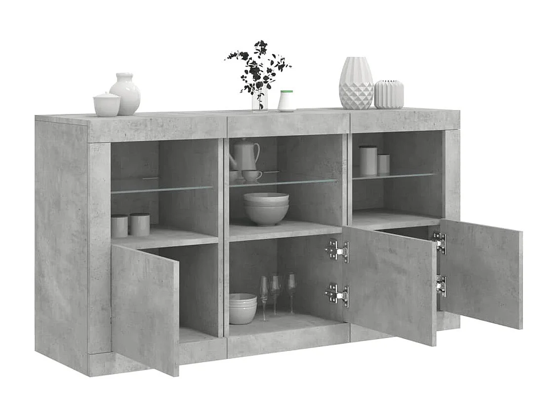 Sideboard mit LED-Leuchten - Anrichte Betongrau 123x37x67 cm -RM50638