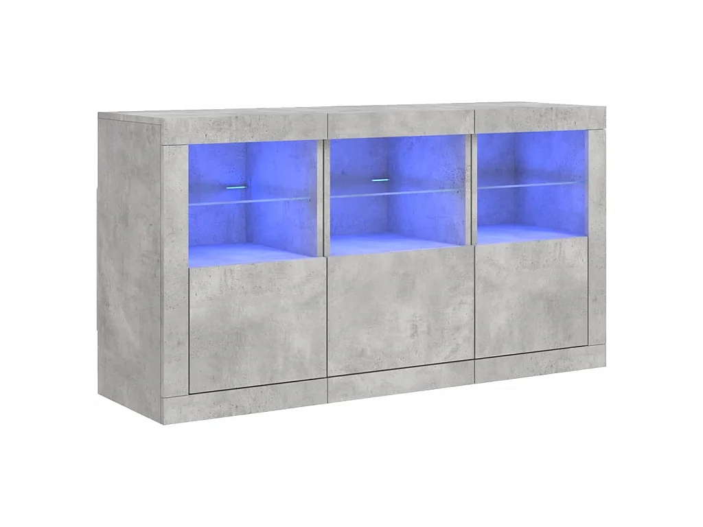 Sideboard mit LED-Leuchten - Anrichte Betongrau 123x37x67 cm -RM50638