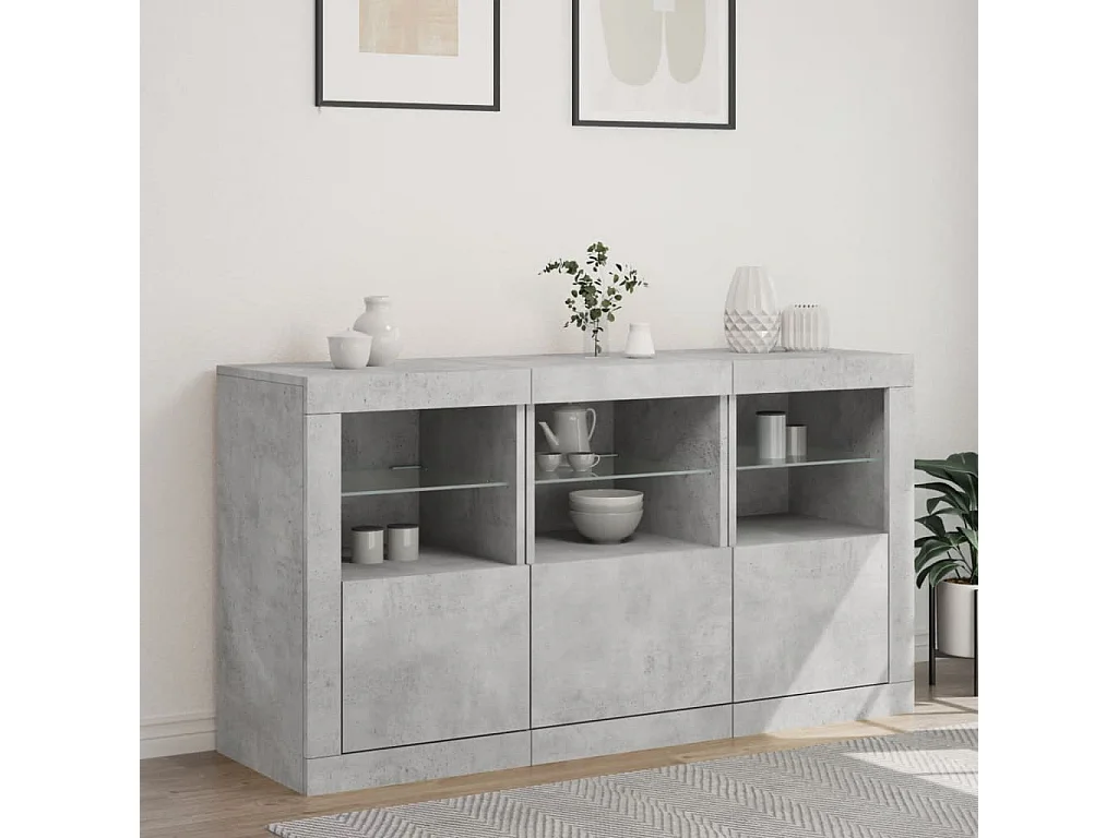 Sideboard mit LED-Leuchten - Anrichte Betongrau 123x37x67 cm -RM50638