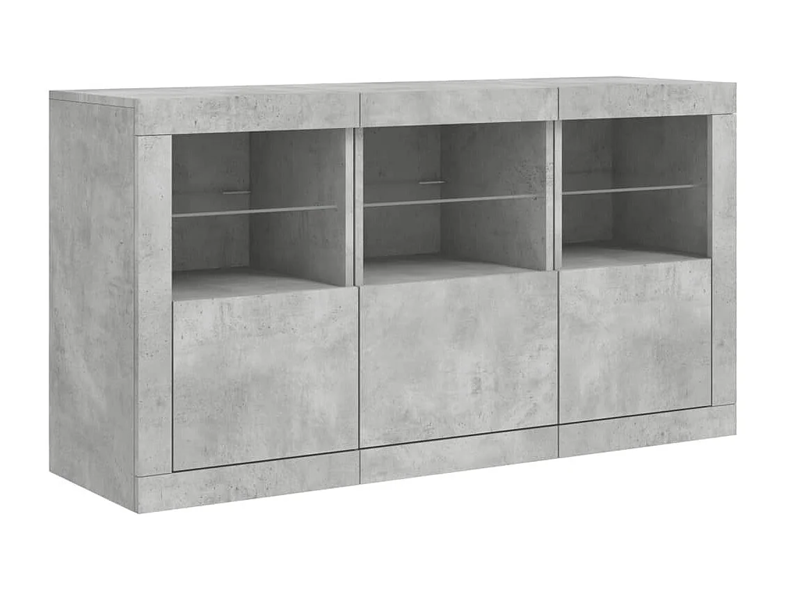 Sideboard mit LED-Leuchten - Anrichte Betongrau 123x37x67 cm -RM50638