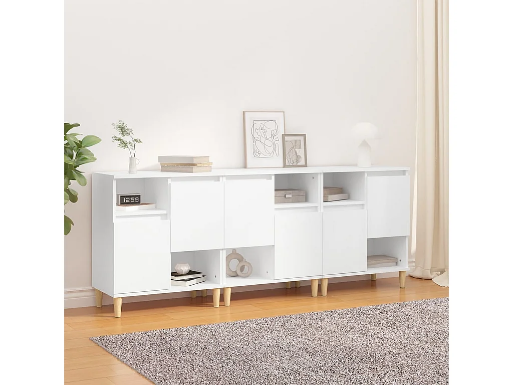 Sideboards im 3er-Set Lowboards Weiß 60x35x70 cm Holzwerkstoff -RM12096