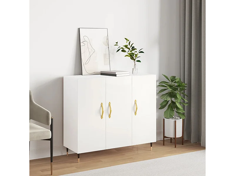 Sideboard Weiß Anrichte 90x34x80 cm Holzwerkstoff -RM29899