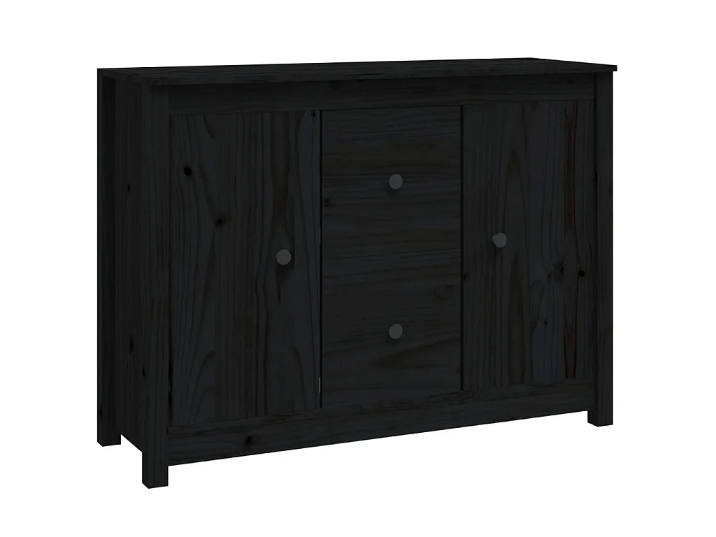 Sideboard Schwarz Anrichte 100x35x74 cm Massivholz Kiefer -RM77309
