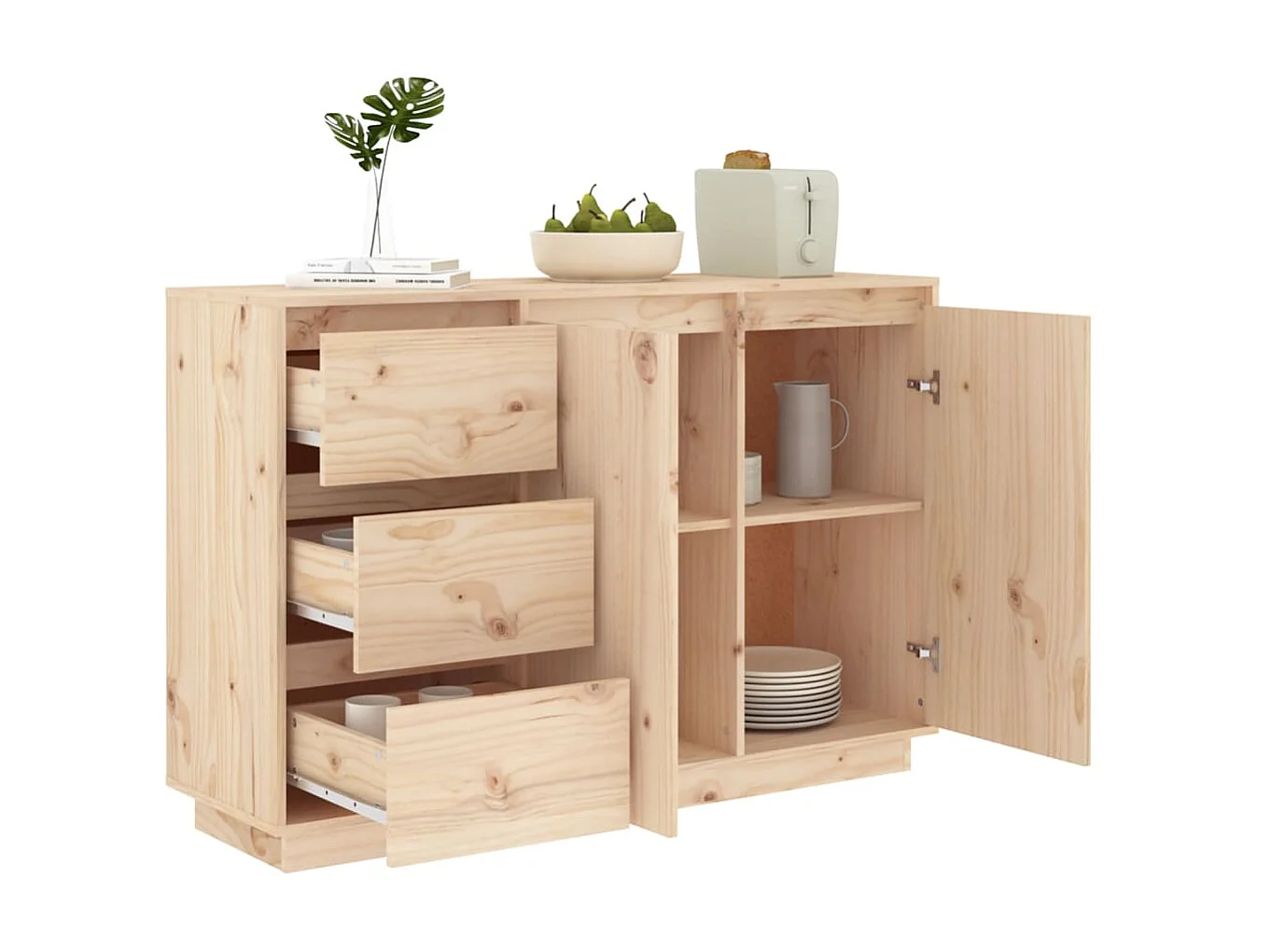 Sideboard Anrichte - 111x34x75 cm Massivholz Kiefer -RM58436