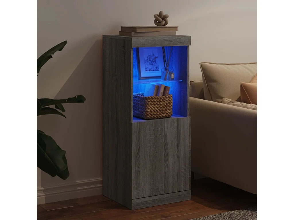 Sideboard Grau Anrichte mit LED-Leuchten Sonoma 41x37x100 cm -RM24000