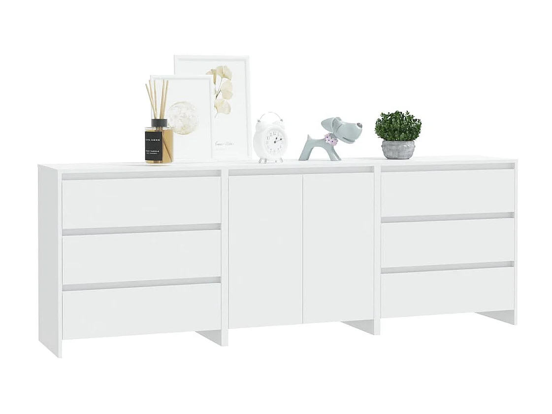 3-tlg. Sideboard Anrichte Weiß Holzwerkstoff -RM18676