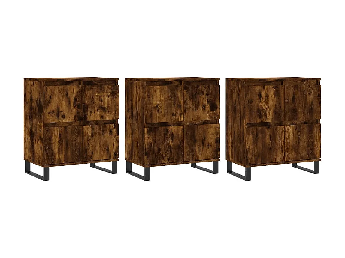 Sideboards im 3er-Set Lowboards Räuchereiche Holzwerkstoff -RM84725