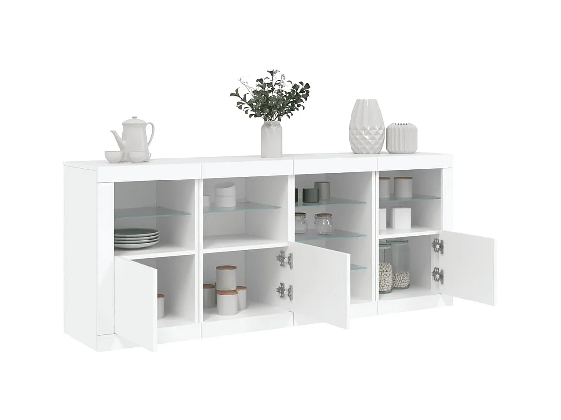 Sideboard mit LED-Leuchten Anrichte Weiß 164x37x67 cm -RM45242
