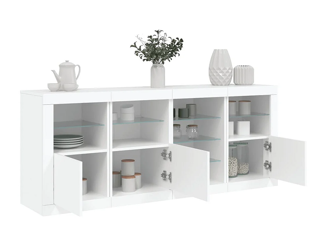 Sideboard mit LED-Leuchten Anrichte Weiß 164x37x67 cm -RM45242