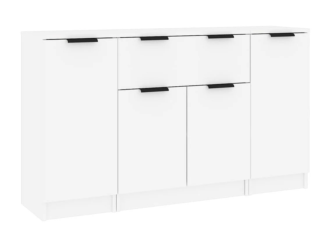 Sideboards im 3er-Set Lowboards Weiß Holzwerkstoff -RM34493