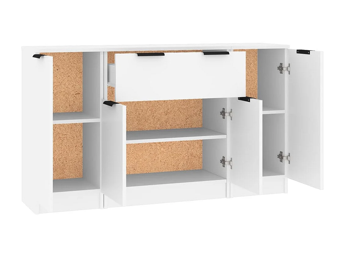 Sideboards im 3er-Set Lowboards Weiß Holzwerkstoff -RM34493