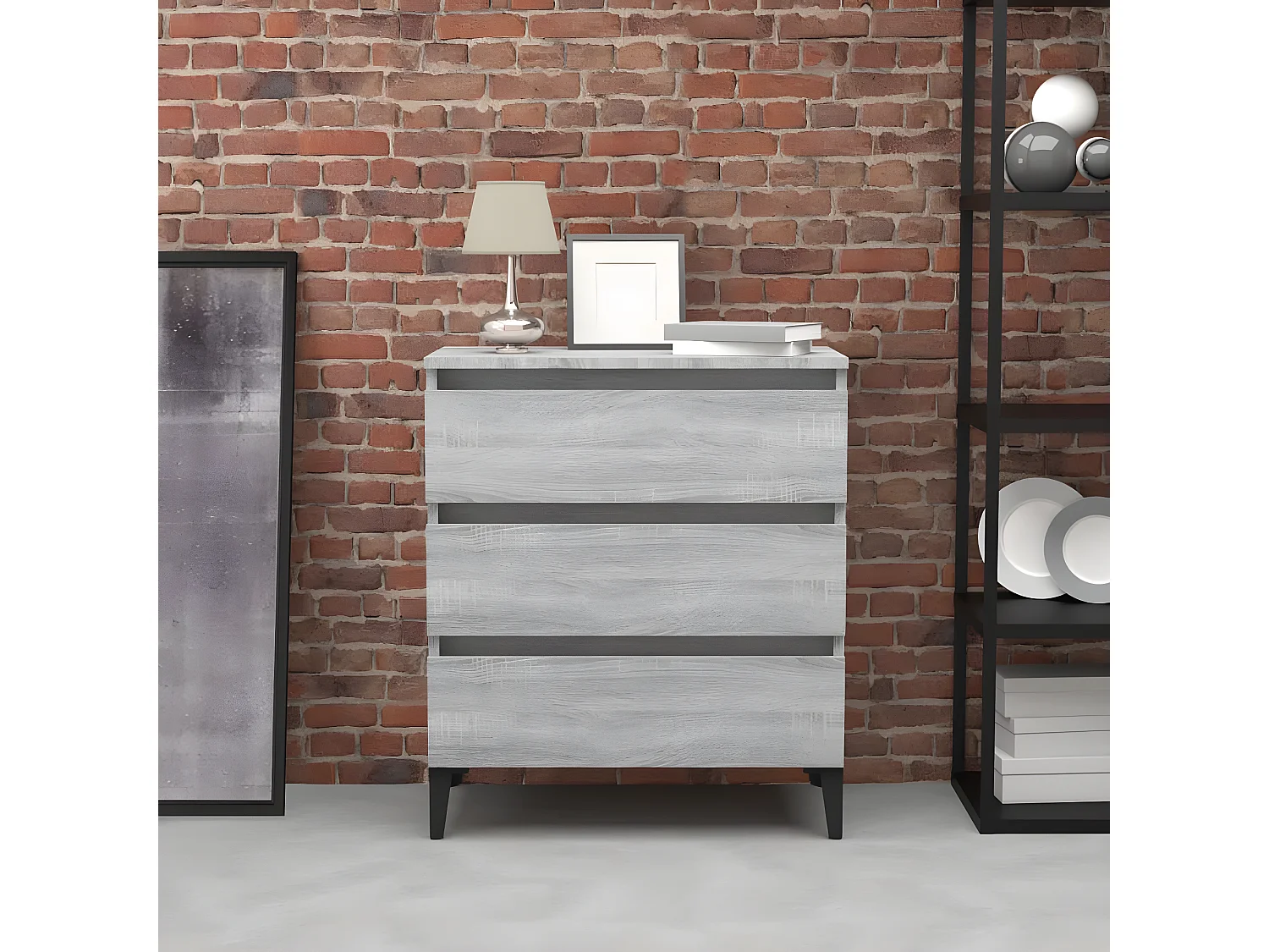 Sideboard Grau Anrichte Sonoma 60x35x69 cm Holzwerkstoff -RM59050