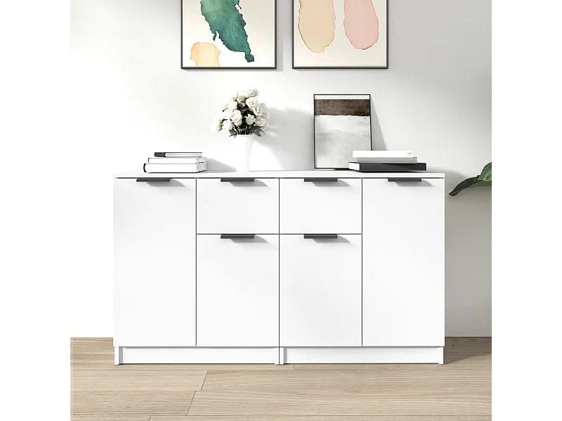 Sideboards im 2er-Set Lowboards Weiß 60x30x70 cm Holzwerkstoff -RM84621