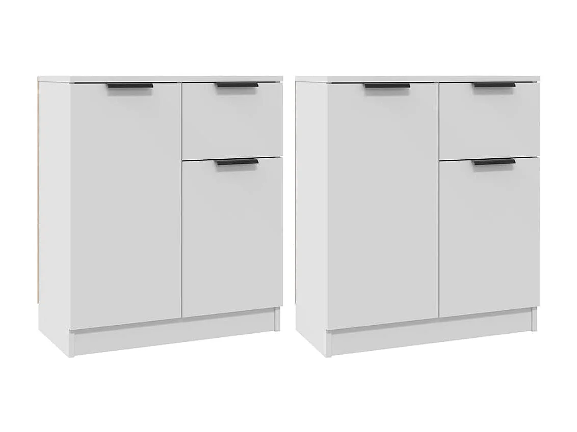 Sideboards im 2er-Set Lowboards Weiß 60x30x70 cm Holzwerkstoff -RM84621