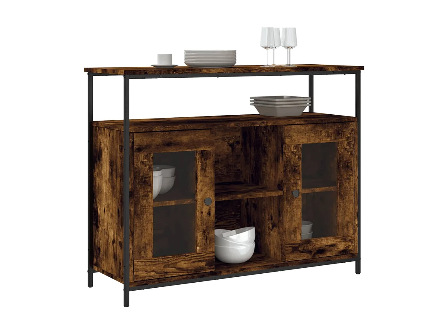 Sideboard Anrichte Räuchereiche 100x35x80 cm Holzwerkstoff -RM46521