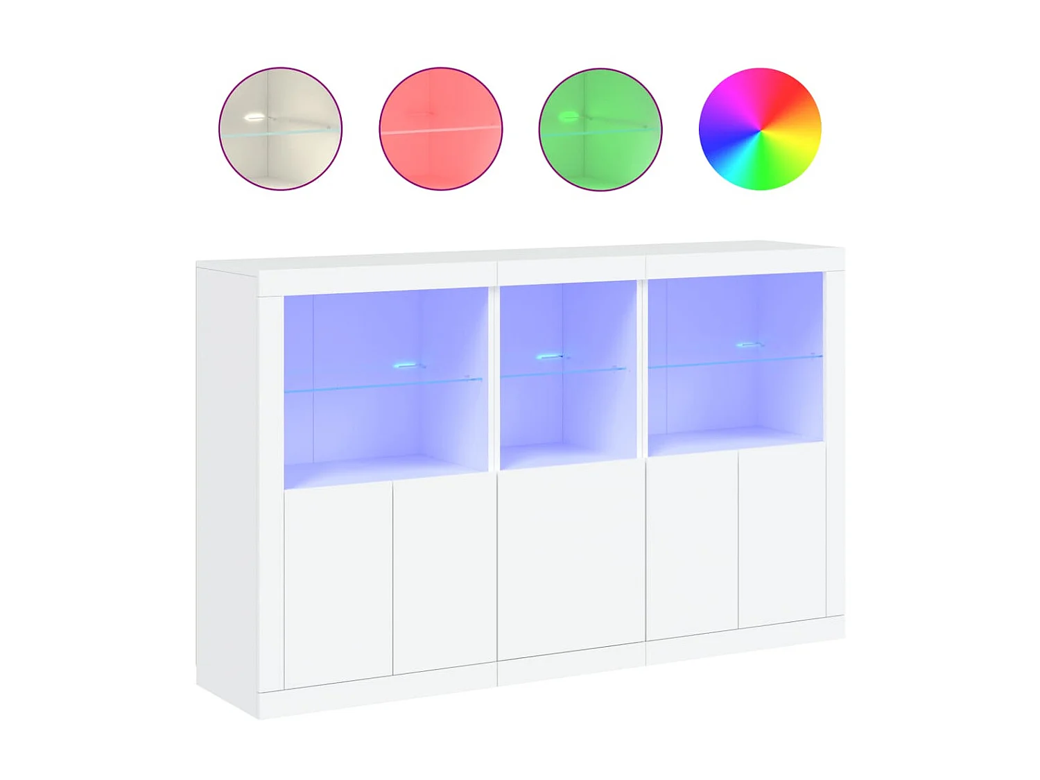 Sideboard mit LED-Leuchten Anrichte Weiß 162x37x100 cm -RM64827