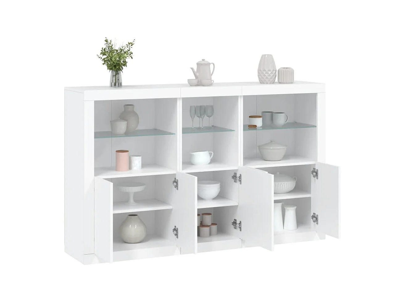 Sideboard mit LED-Leuchten Anrichte Weiß 162x37x100 cm -RM64827