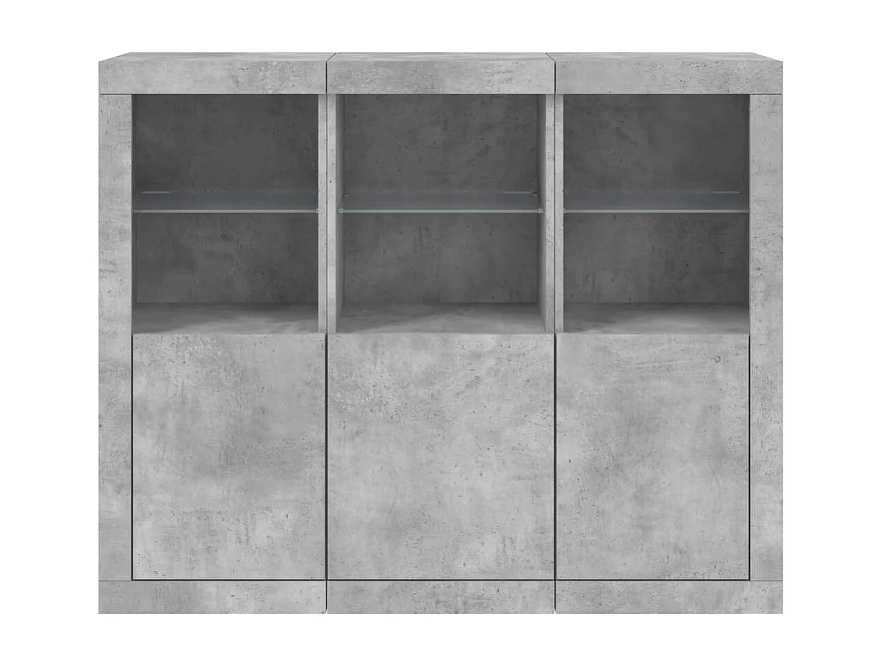 Sideboards mit LED-Leuchten im 3er-Set Anrichten Betongrau Holzwerkstoff -RM60497