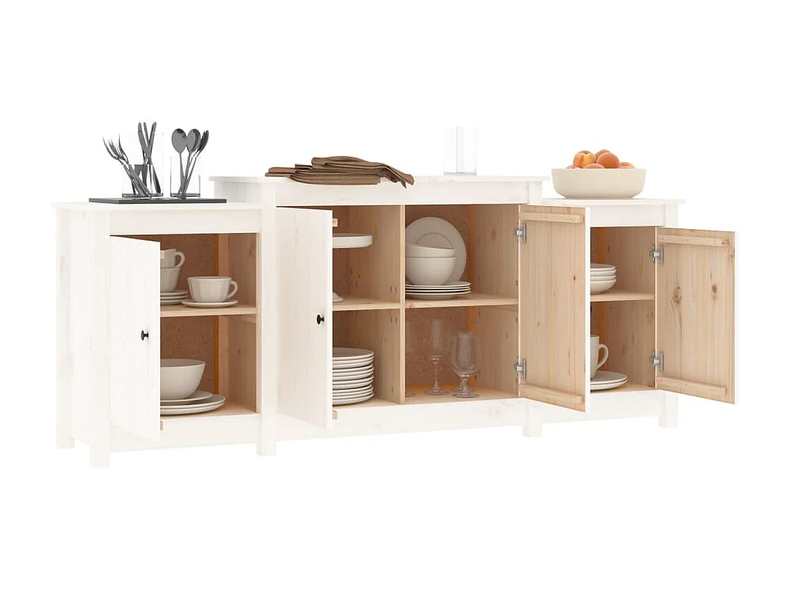 Sideboard Weiß Anrichte 164x37x68 cm Massivholz Kiefer -RM87882