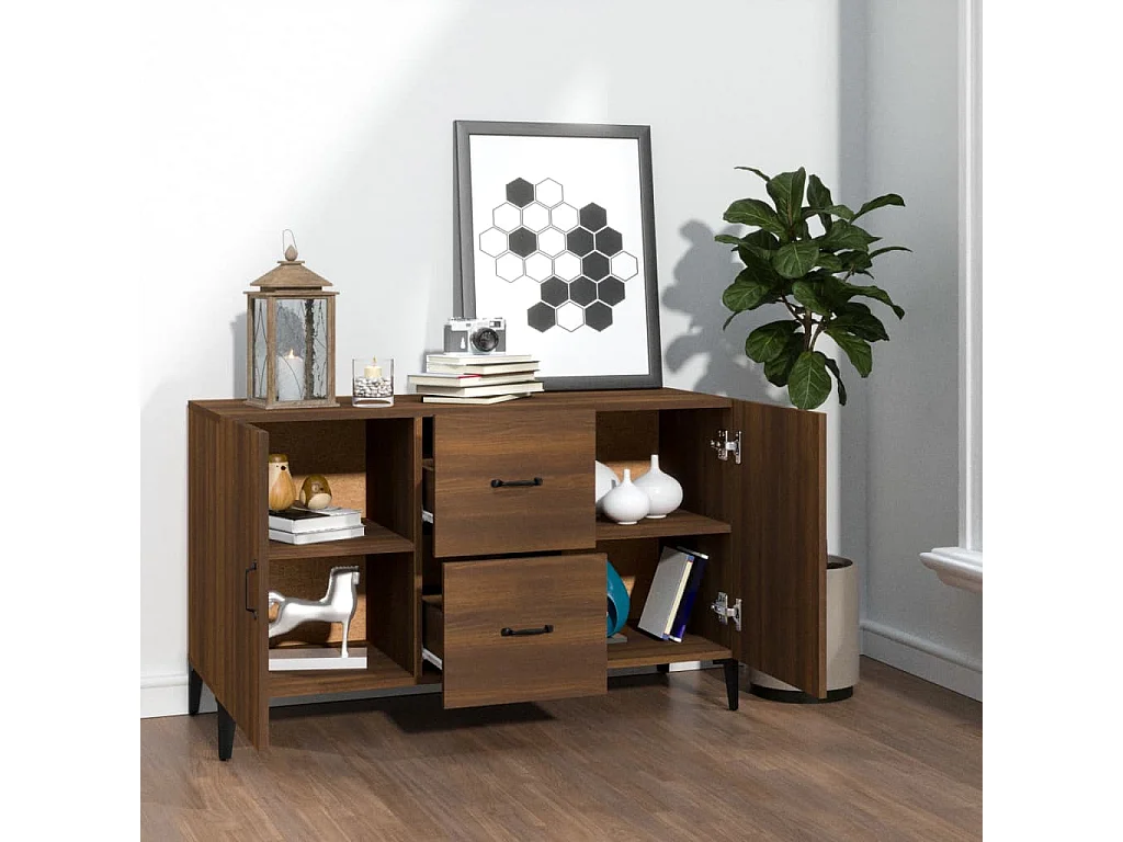 Sideboard Lowboard - Braun Eichen-Optik 100x36x60 cm Holzwerkstoff -RM52905