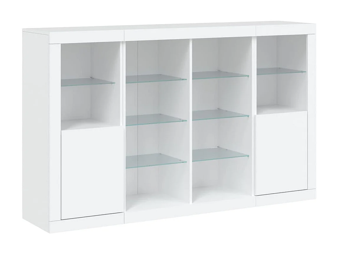 Sideboards mit LED-Leuchten im 3er-Set Anrichten Weiß Holzwerkstoff -RM93225