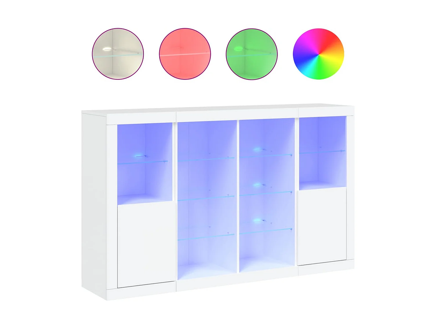Sideboards mit LED-Leuchten im 3er-Set Anrichten Weiß Holzwerkstoff -RM93225