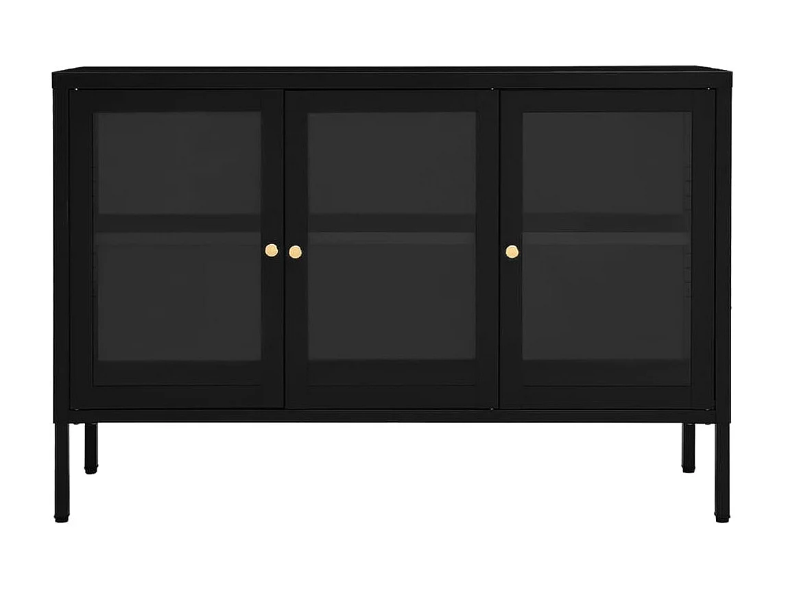 Sideboard Schwarz Anrichte 70x35x70 cm Stahl und Glas -RM27770