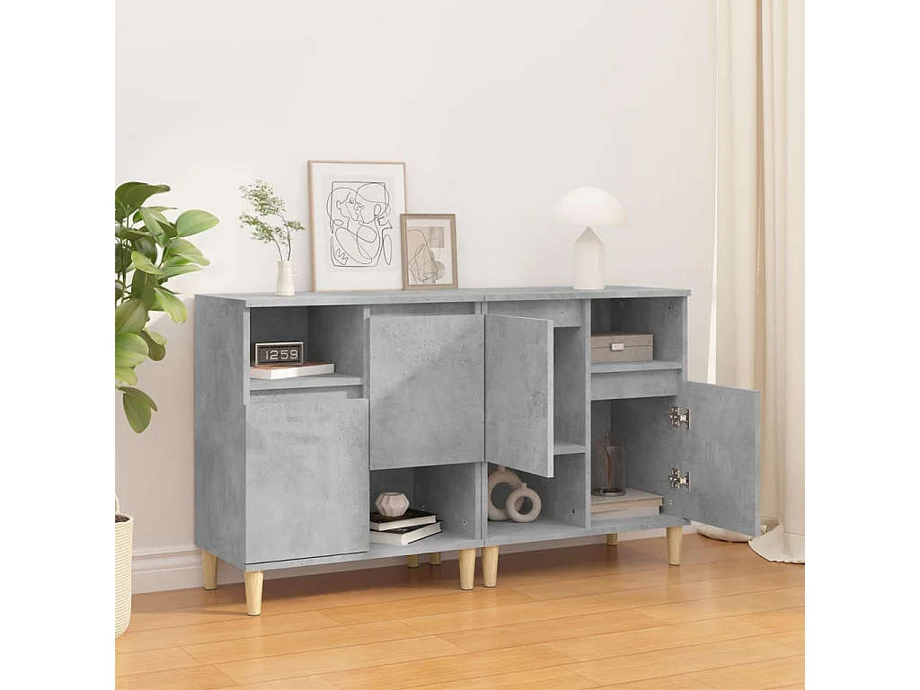 Sideboards im 2er-Set Lowboards Betongrau 60x35x70 cm Holzwerkstoff -RM39402