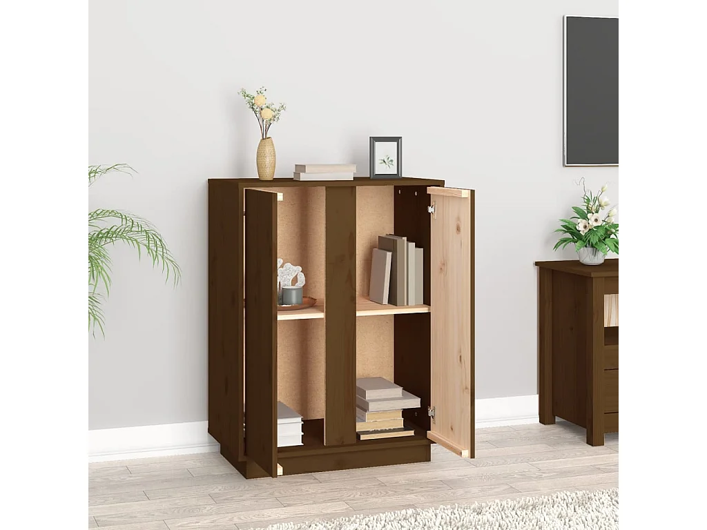 Sideboard Lowboard - Honigbraun 60x35x80 cm Massivholz Kiefer -RM61908