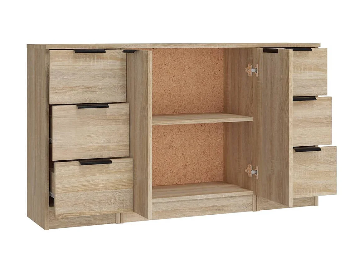 Sideboards im 3er-Set Lowboards Sonoma-Eiche Holzwerkstoff -RM56852