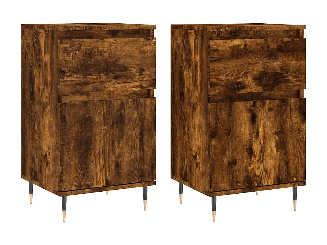 Sideboards im 2er-Set Lowboards Räuchereiche 40x35x70 cm Holzwerkstoff -RM58227