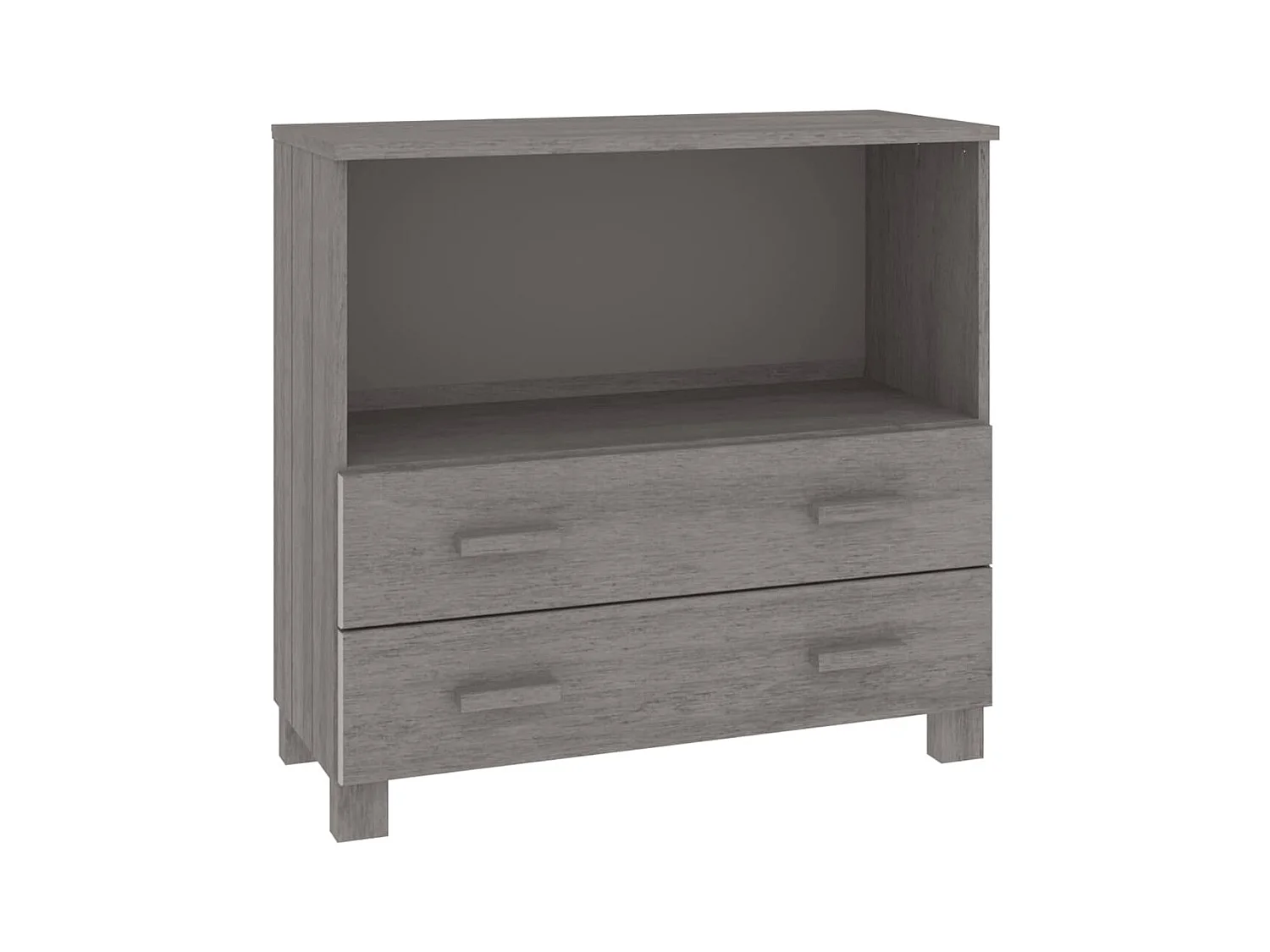 Sideboard Lowboard - HAMAR Hellgrau 85x35x80 cm Massivholz Kiefer -RM91755