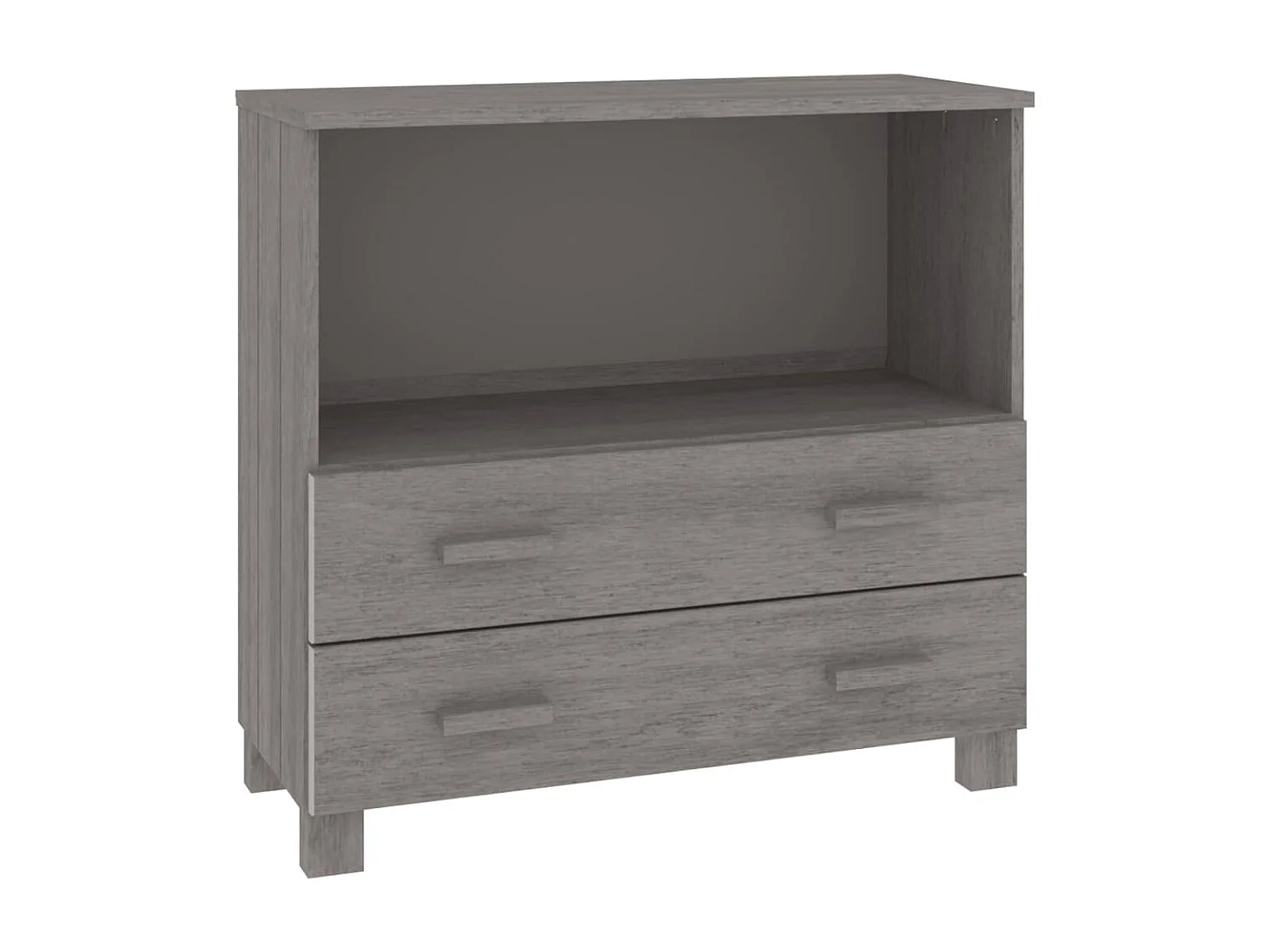 Sideboard Lowboard - HAMAR Hellgrau 85x35x80 cm Massivholz Kiefer -RM91755