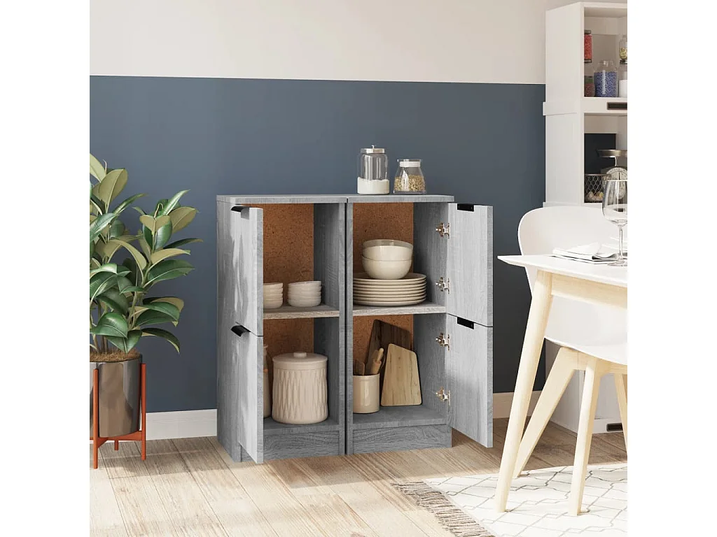 Sideboards Grau im 2er-Set Anrichten Sonoma 30x30x70 cm Holzwerkstoff -RM16014