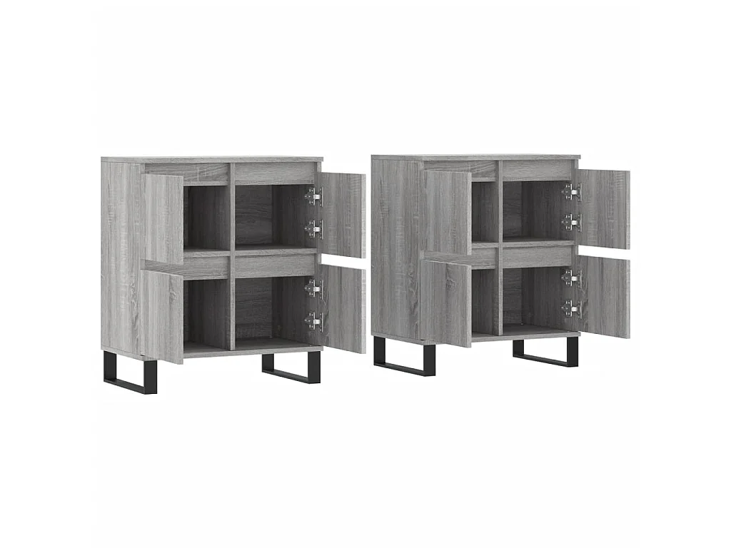 Sideboards Grau im 2er-Set Anrichten Sonoma Holzwerkstoff -RM81010