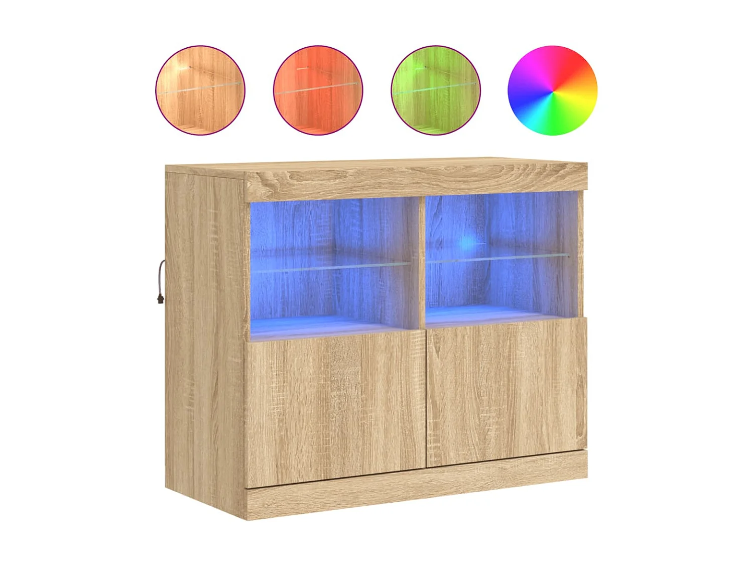 Sideboard mit LED-Leuchten Anrichte Sonoma-Eiche 81x37x67 cm -RM41640