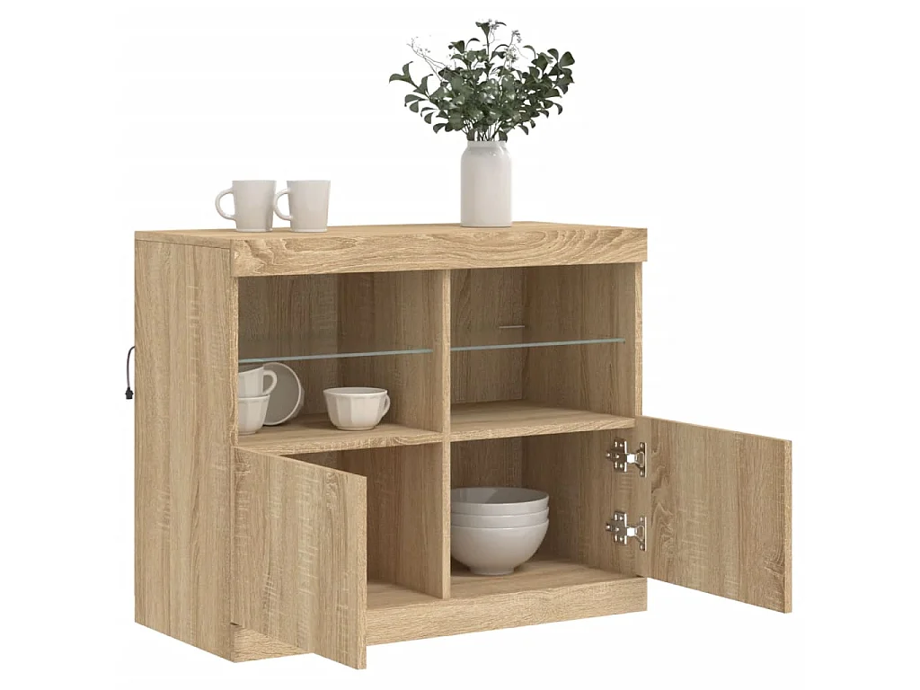 Sideboard mit LED-Leuchten Anrichte Sonoma-Eiche 81x37x67 cm -RM41640