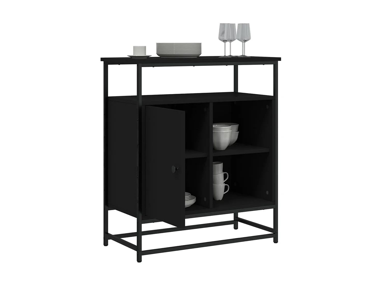 Sideboard Schwarz Anrichte 69x35x80 cm Holzwerkstoff -RM93248