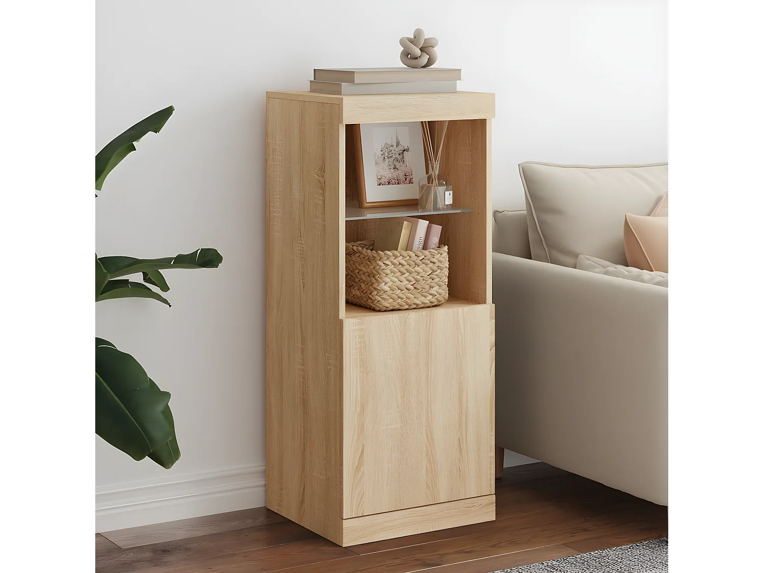 Sideboard mit LED-Leuchten Anrichte Sonoma-Eiche 41x37x100 cm -RM57716